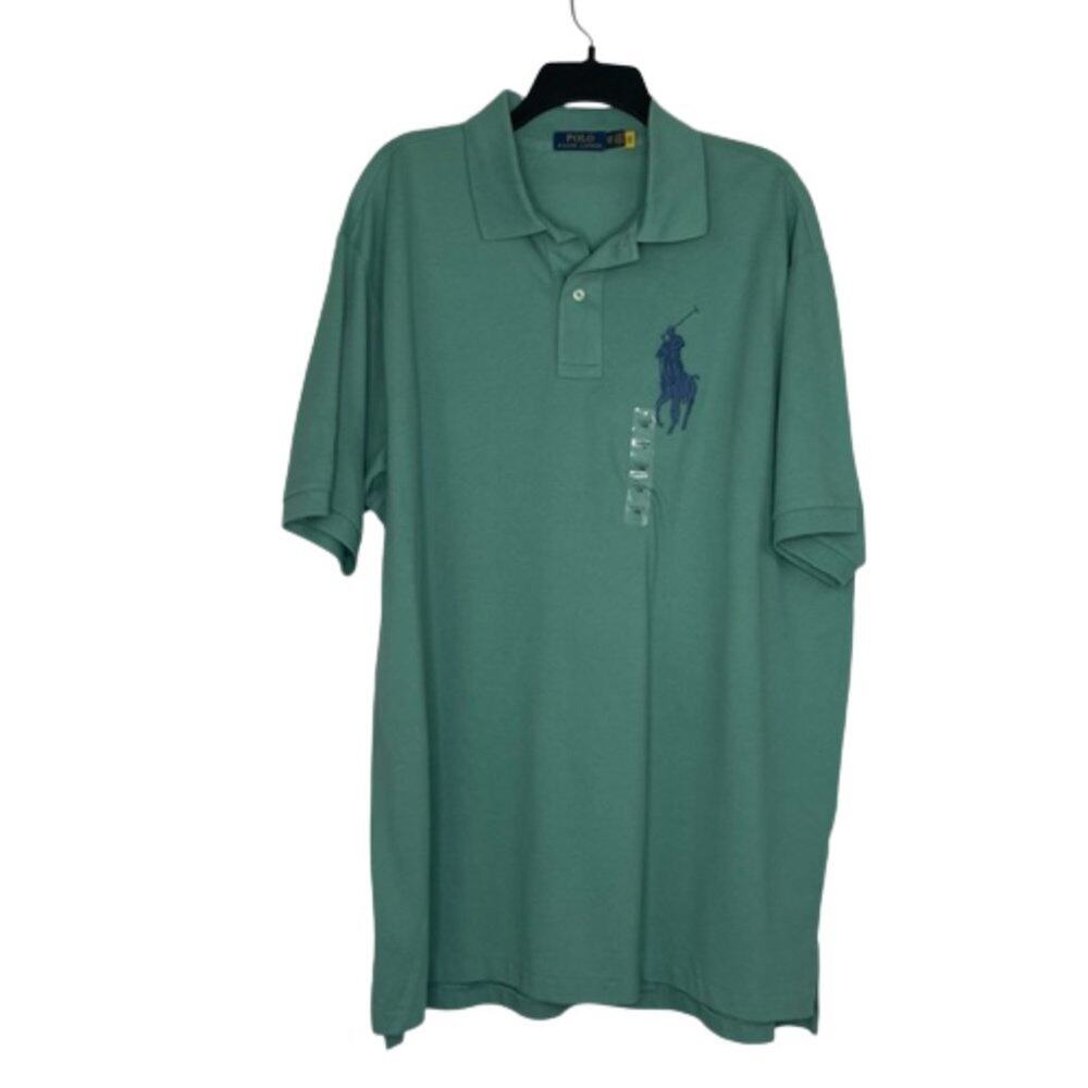 Polo Ralph Lauren sea foam green men polo shirt large logo #3 on sleeve size 1XB